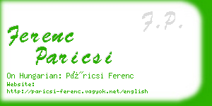 ferenc paricsi business card